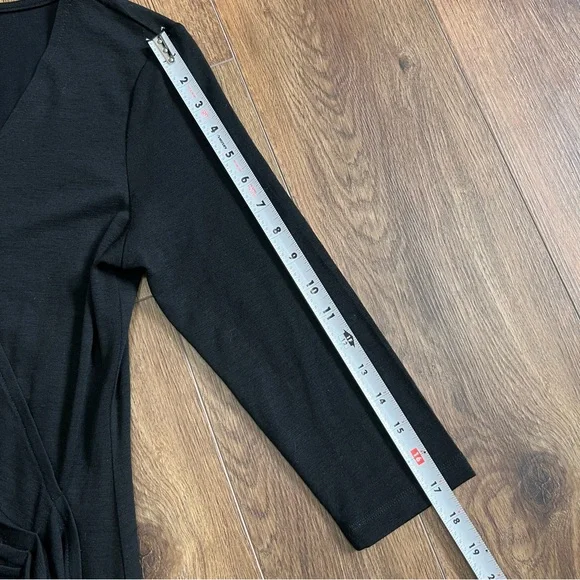 Talbots Black Wool Blend Dress Size 6 Faux Wrap Knee Length - Picture 8 of 13